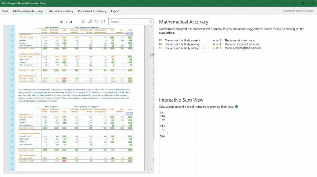 Datasnipper Mathematical Accuracy