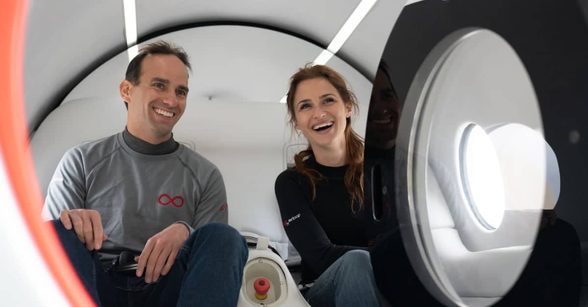 Virgin Hyperloop tests human travel in hyperloop pod for the first time.