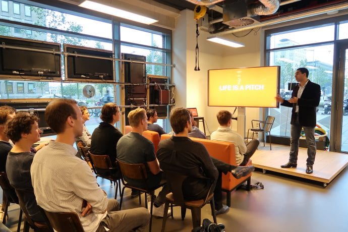 Dutch actor Mimoun Oaïssa shows how to pitch at Startup Launch Class