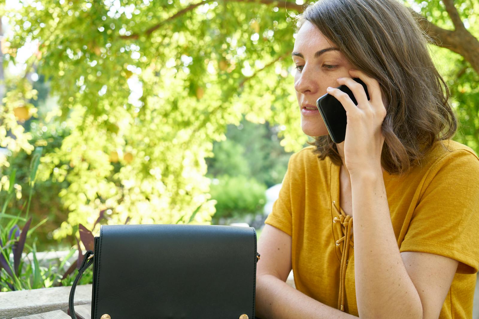 person relaxed on phone call walking