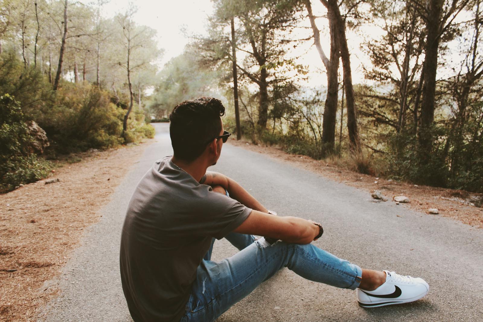 person sitting alone peacefully